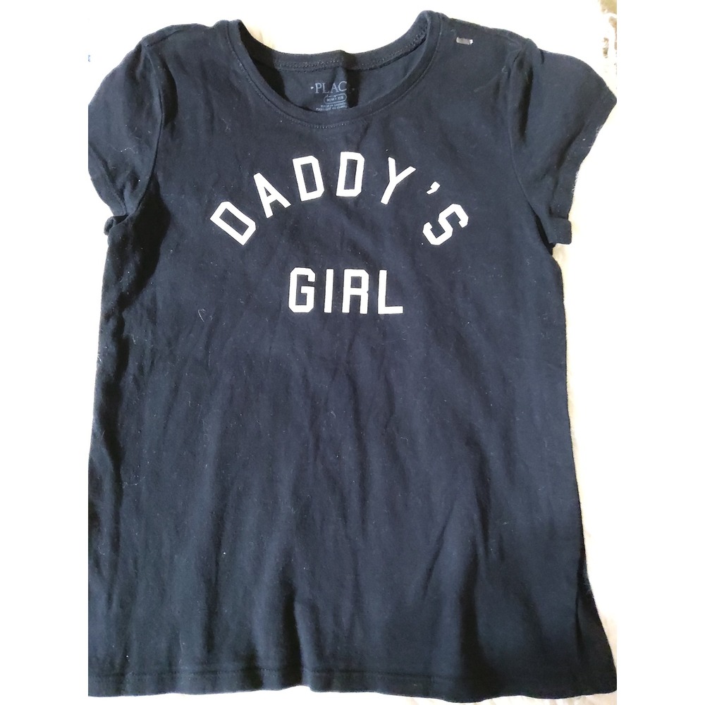 The Childrens Place Girls Black Daddys Girl Graphic Tee Shirt Size M 7/8